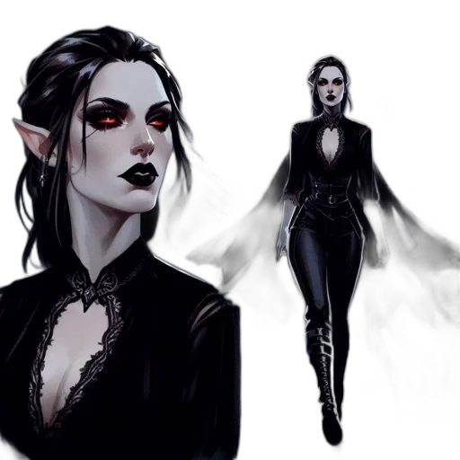 concept art, fantasy art, comic book art, pixel art, dark, monochrome, red, gothic-inspired transparent PNG cut-out