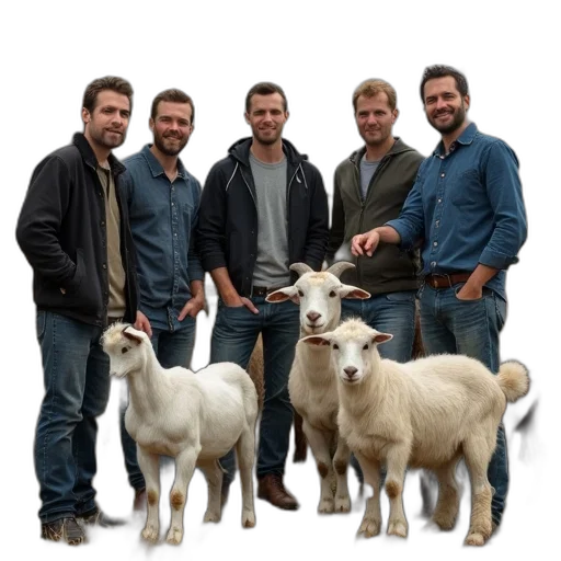 staff, animal, first, image, depicts, group, five, men transparent PNG cut-out