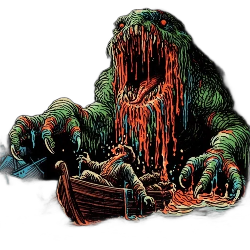 creature, animal, concept art, comic book art, pixel art, underwater, monstrous, emerges transparent PNG cut-out