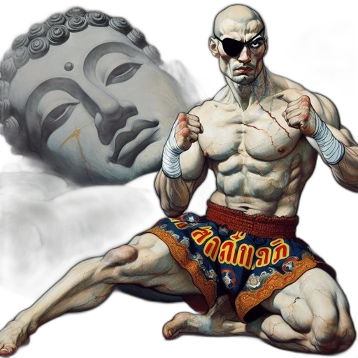photorealistic, concept art, fantasy art, oil painting, muscular, martial, artist, thai transparent PNG cut-out