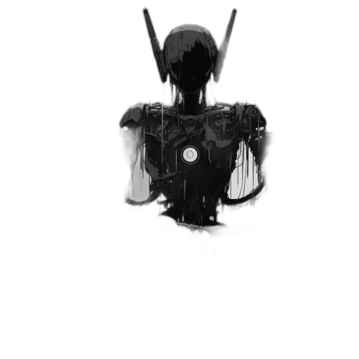 robot, mask, crown, jacket, 3d render, concept art, cyberpunk, pixel art transparent PNG cut-out