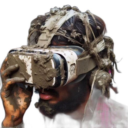 mask, face, hat, staff, cyberpunk, 3d render, concept art, person transparent PNG cut-out
