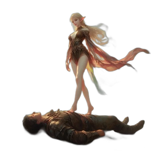dress, concept art, fantasy art, comic book art, pixel art, fire, underwater, outer space transparent PNG cut-out