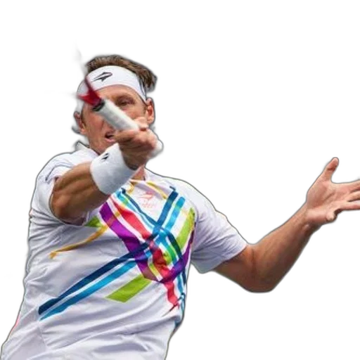 staff, tennis, player, action, wearing, colorful, shirt, white transparent PNG cut-out
