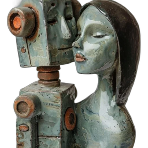 robot, mask, face, jewelry, concept art, sculpture, humanoid, female transparent PNG cut-out