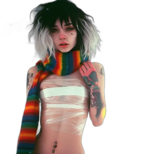 dress, cyberpunk, concept art, fantasy art, photorealistic, colorful, neon, individual transparent PNG cut-out