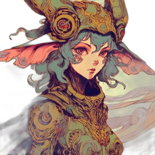 mask, dragon, hat, crown, fantasy art, concept art, watercolor, anime transparent PNG cut-out