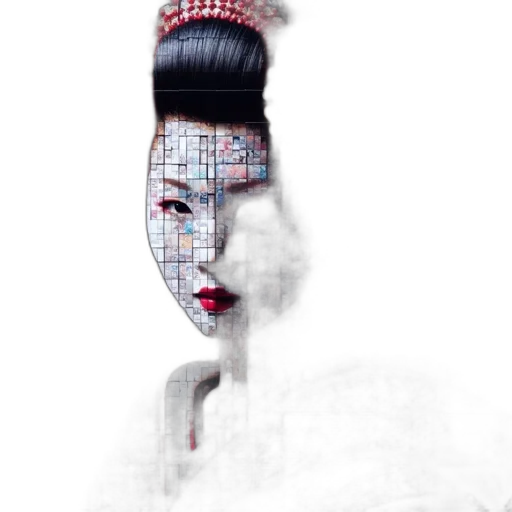 mask, face, hat, robot, photorealistic, concept art, cyberpunk, pixel art transparent PNG cut-out