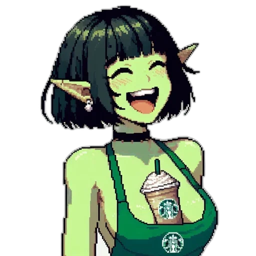staff, creature, dragon, pixel art, fantasy art, anime, concept art, green transparent PNG cut-out