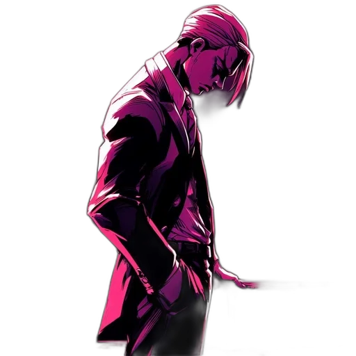 jacket, mask, robot, staff, concept art, comic book art, cyberpunk, pixel art transparent PNG cut-out