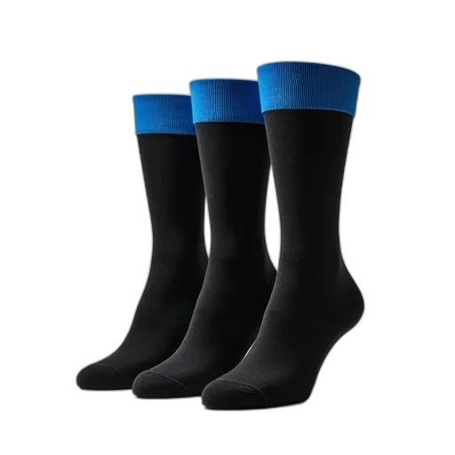 blue, set, three, black, socks, stripe, top, displayed transparent PNG cut-out