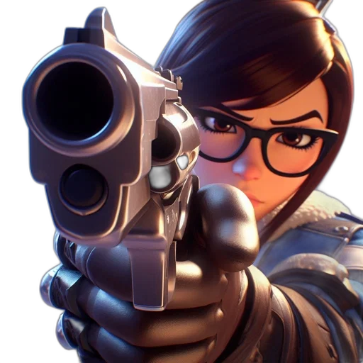 weapon, face, staff, jacket, concept art, 3d render, photorealistic, cartoon transparent PNG cut-out