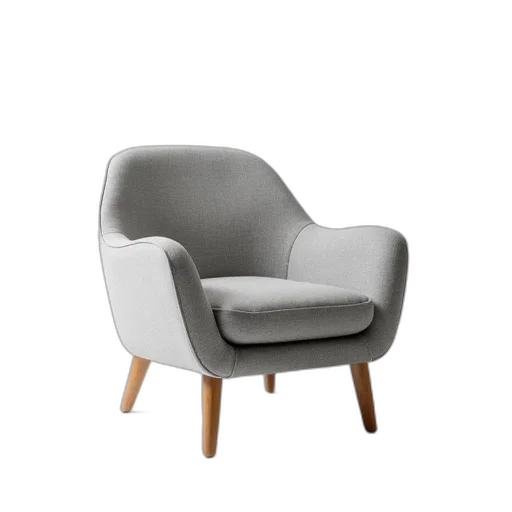 furniture, 3d render, monochrome, modern, minimalist, armchair, curved, backrest transparent PNG cut-out