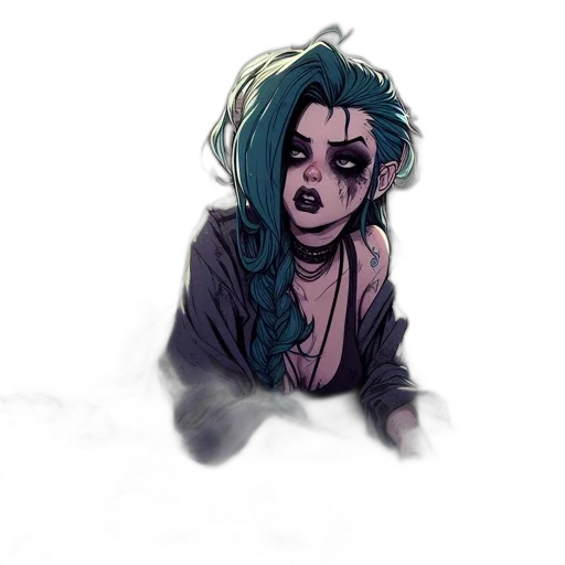 creature, jacket, face, hair, comic book art, concept art, watercolor, cyberpunk transparent PNG cut-out