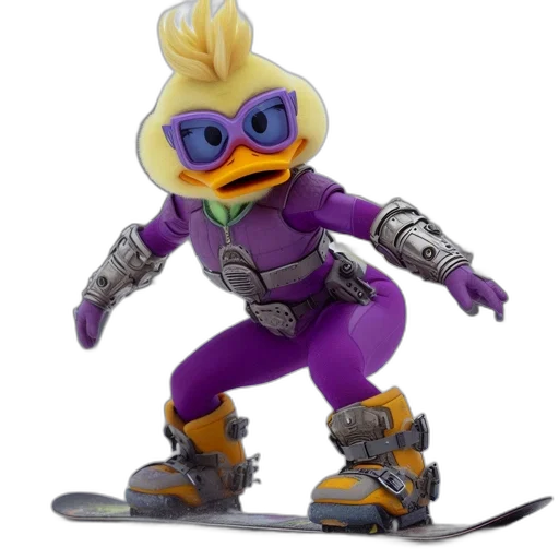 3d render, concept art, person, wearing, purple, yellow, bird, costume transparent PNG cut-out