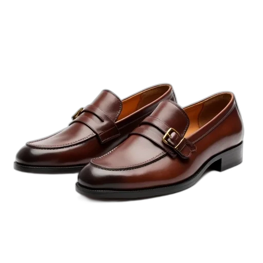 shoes, pair, brown, leather, loafers, slip-on, design, featuring transparent PNG cut-out