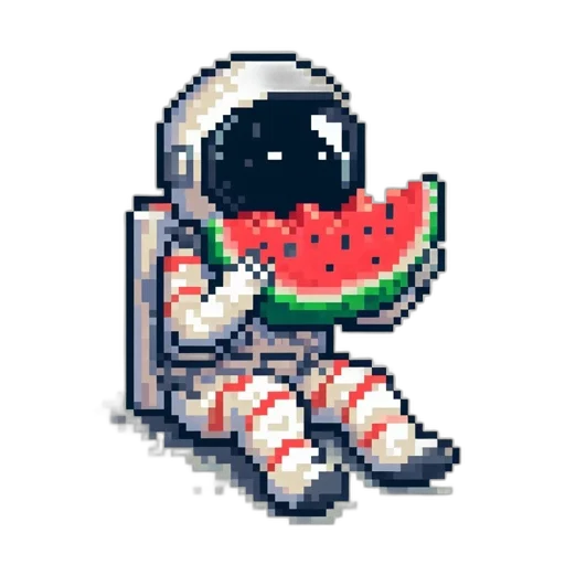 robot, food, creature, pixel art, vaporwave, concept art, cyberpunk, outer space transparent PNG cut-out
