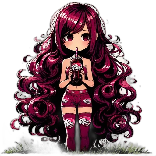 hair, dress, staff, pixel art, anime, cartoon, fantasy art, red transparent PNG cut-out