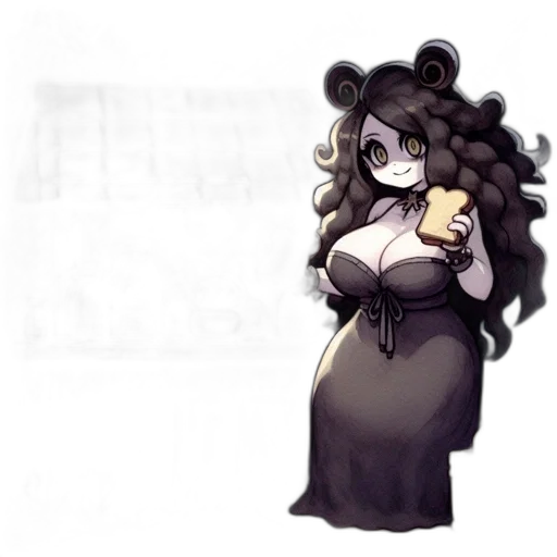 dress, staff, hair, creature, concept art, pixel art, cartoon, fantasy art transparent PNG cut-out