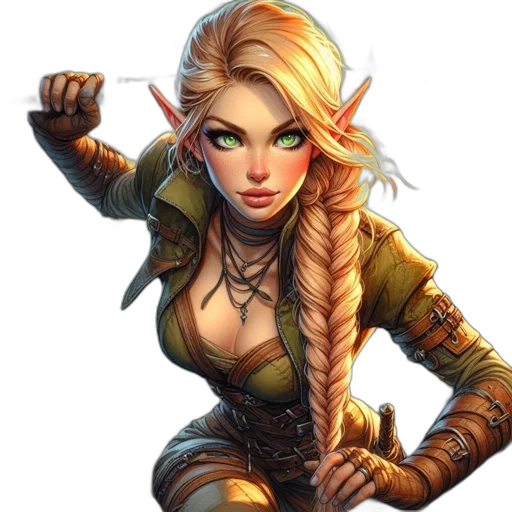 staff, fantasy art, concept art, comic book art, pixel art, golden, elfin, woman transparent PNG cut-out