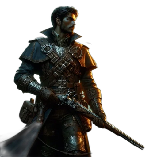 sword, weapon, staff, jacket, concept art, fantasy art, 3d render, photorealistic transparent PNG cut-out