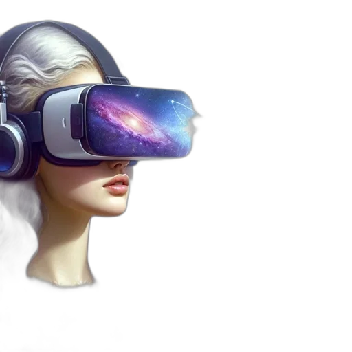 cyberpunk, concept art, fantasy art, 3d render, outer space, older, woman, wears transparent PNG cut-out