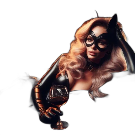 animal, mask, concept art, comic book art, fantasy art, photorealistic, woman, black transparent PNG cut-out