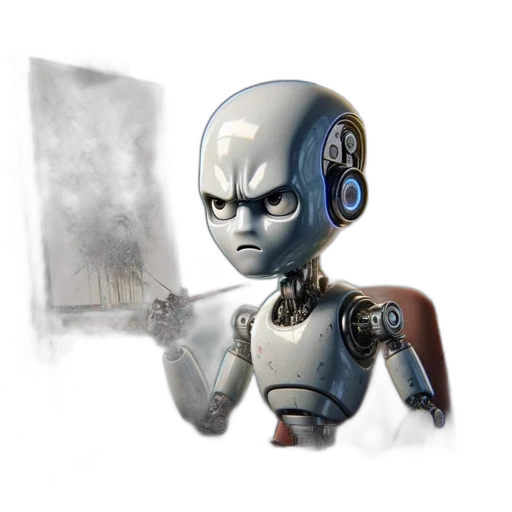 robot, staff, concept art, comic book art, 3d render, fantasy art, outer space, metallic transparent PNG cut-out