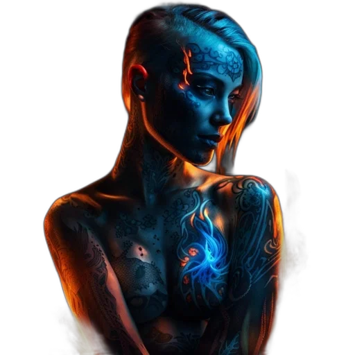 face, mask, dress, jewelry, concept art, cyberpunk, fantasy art, photorealistic transparent PNG cut-out