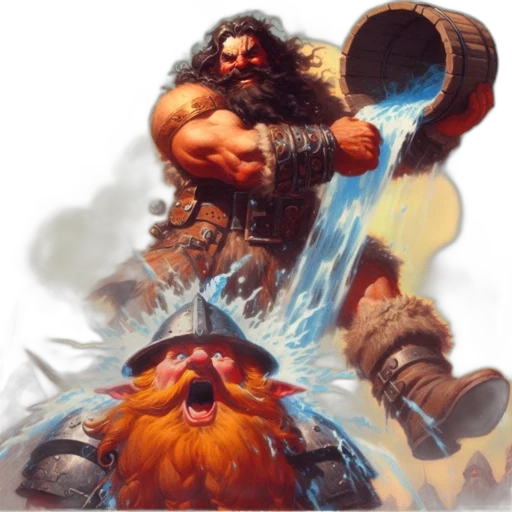 concept art, fantasy art, comic book art, underwater, muscular, man, pours, water transparent PNG cut-out