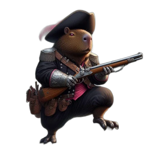 weapon, animal, staff, concept art, 3d render, fantasy art, anthropomorphic, capybara transparent PNG cut-out