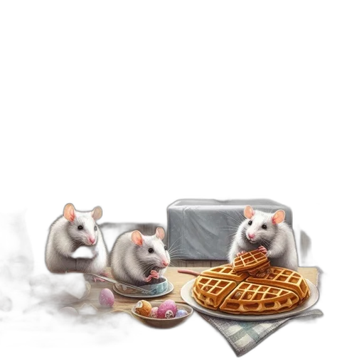 food, concept art, 3d render, snow, three, white, mice, frolic transparent PNG cut-out
