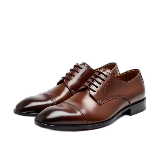 shoes, pair, brown, leather, dress, glossy, finish, sleek transparent PNG cut-out