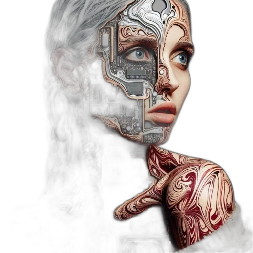 robot, mask, face, jewelry, cyberpunk, fantasy art, concept art, photorealistic transparent PNG cut-out