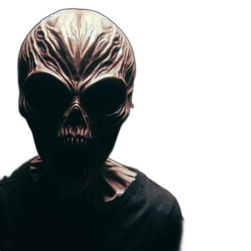 mask, creature, face, concept art, 3d render, outer space, imposing, skull-like transparent PNG cut-out