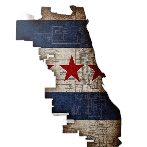 chicago, flag, map, canvas, art, print transparent PNG cut-out