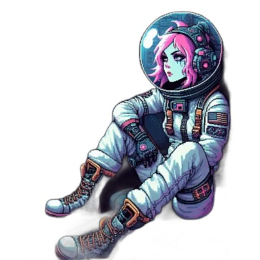 robot, jacket, mask, face, concept art, pixel art, cyberpunk, vaporwave transparent PNG cut-out
