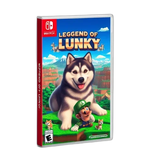 animal, 3d render, concept art, green, game, cover, features, husky transparent PNG cut-out