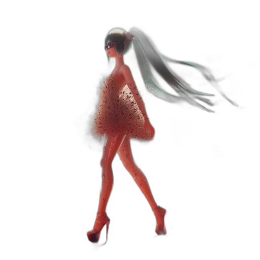 dress, hair, robot, shoes, concept art, 3d render, pixel art, fantasy art transparent PNG cut-out