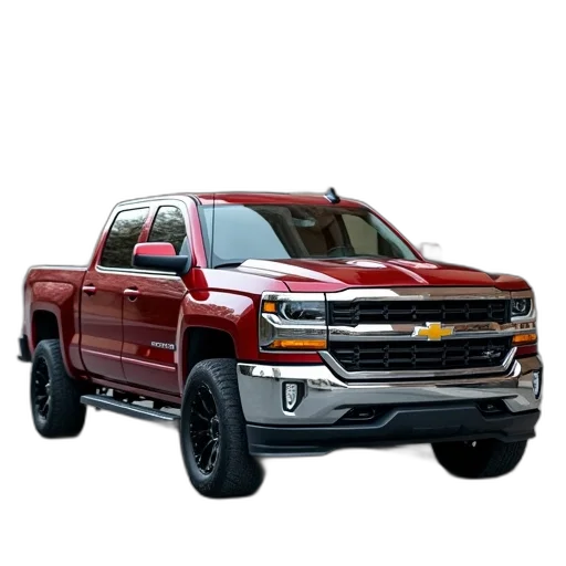 car, photorealistic, chevrolet, silverado, truck, parked, outside, building transparent PNG cut-out