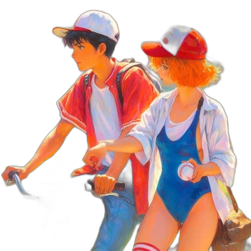 hat, weapon, concept art, watercolor, anime, comic book art, fire, neon lights transparent PNG cut-out