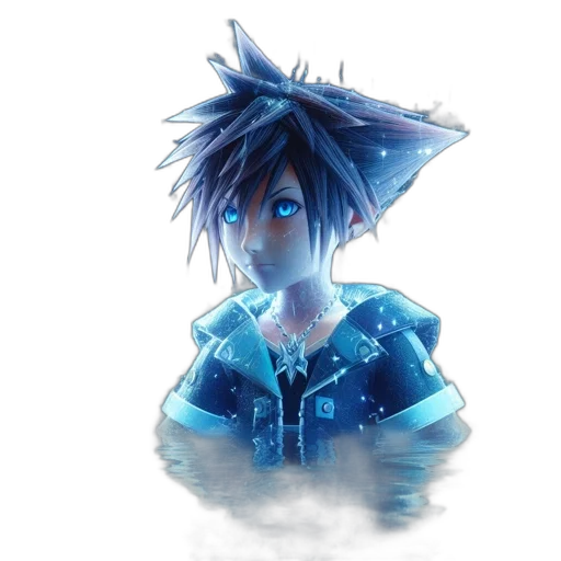 staff, jacket, face, sword, concept art, fantasy art, anime, 3d render transparent PNG cut-out