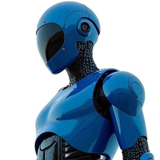 robot, 3d render, concept art, cyberpunk, blue, figure, wearing, metal transparent PNG cut-out