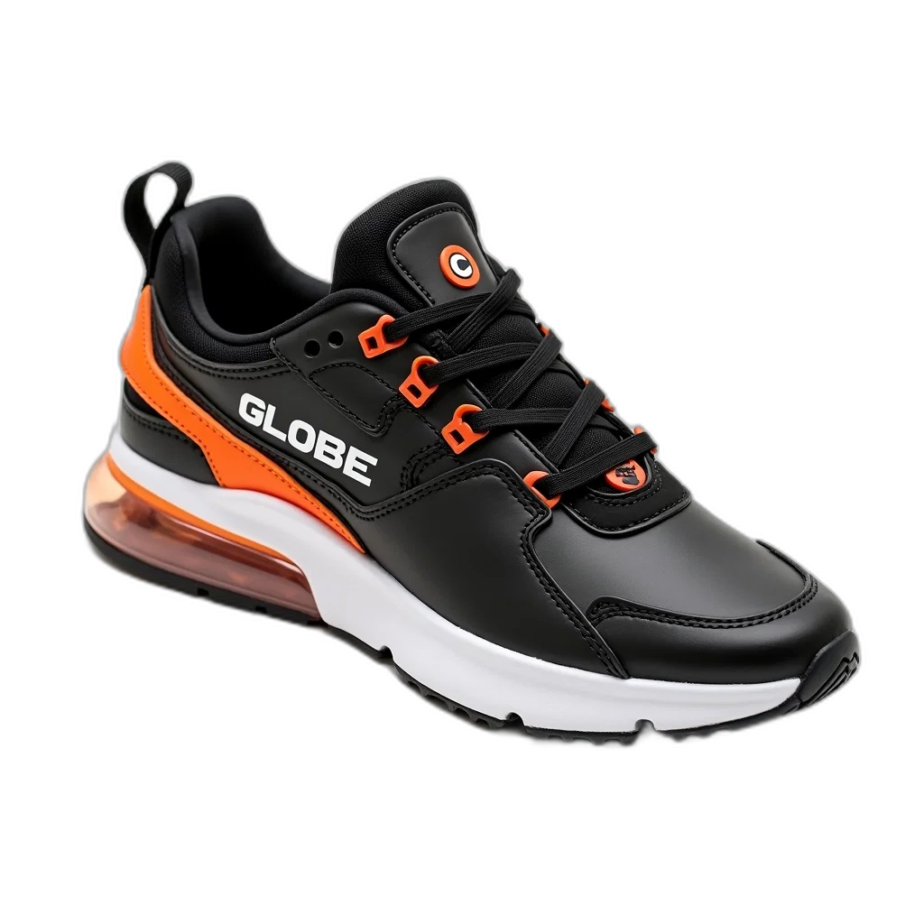 shoes, 3d render, black, white, sneaker, word, globe, side transparent PNG cut-out