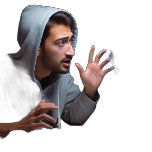 jacket, face, creature, mask, concept art, photorealistic, 3d render, pixel art transparent PNG cut-out