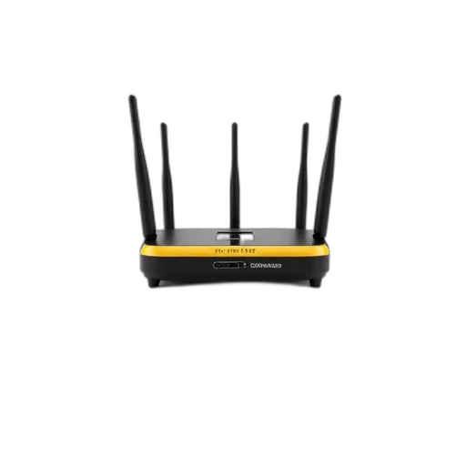 white, background, black, yellow, wi-fi, router, center, has transparent PNG cut-out