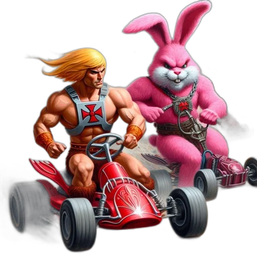 car, concept art, pixel art, comic book art, 3d render, two, characters, muscular transparent PNG cut-out