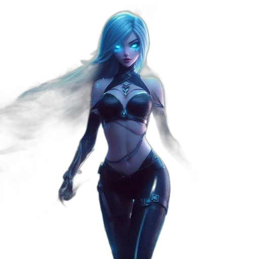 concept art, comic book art, fantasy art, cyberpunk, neon lights, blue, dark, animated transparent PNG cut-out