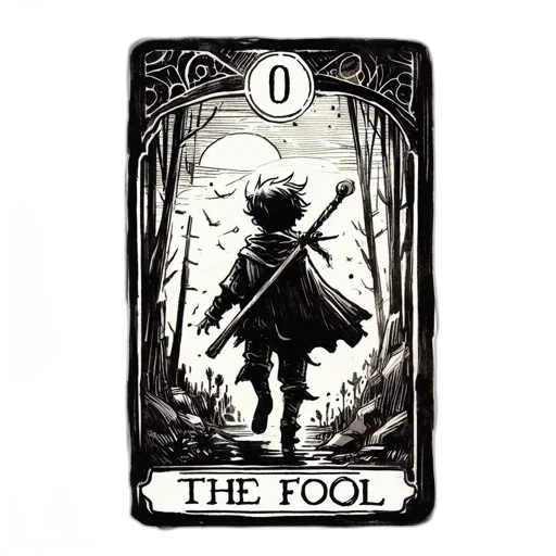 staff, concept art, illustrated, tarot, card, titled, fool, portrays transparent PNG cut-out