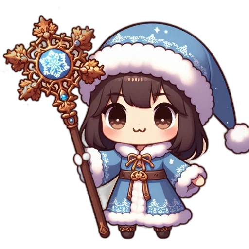 staff, weapon, pixel art, fantasy art, anime, concept art, snow, monochrome transparent PNG cut-out